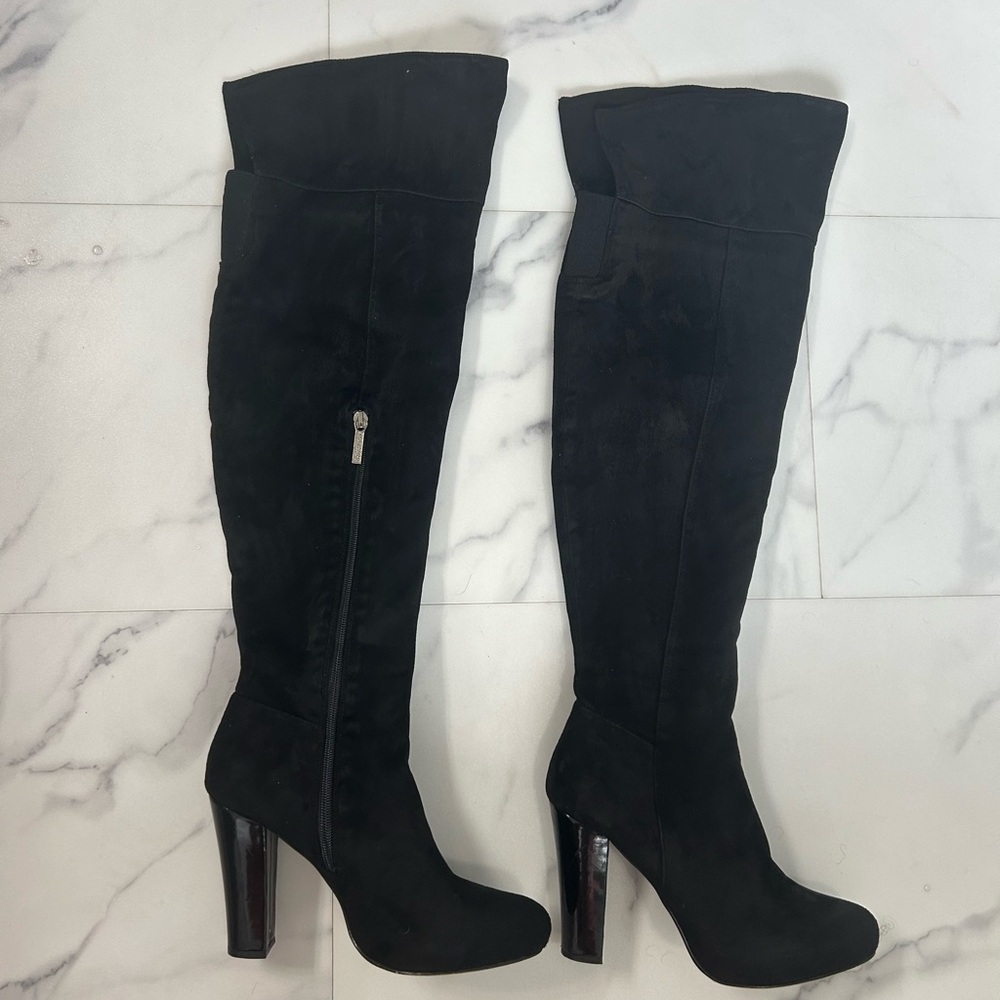 Kardashian Kollection Black Over the Knee Suede Boots